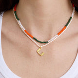 University of Miami Logo Beaded Necklace Set - University of Miami