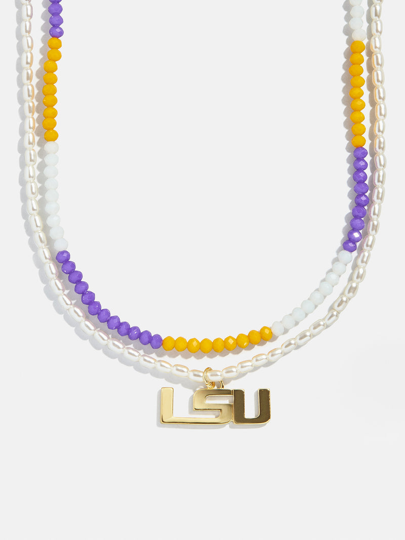 Louisiana State University Beaded Logo Necklace Set - Louisiana State University