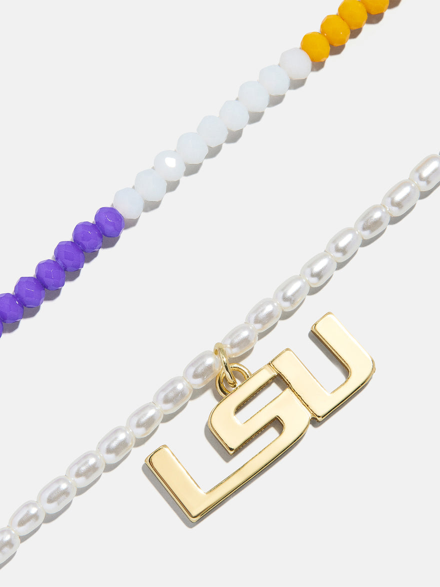 Louisiana State University Beaded Logo Necklace Set - Louisiana State University