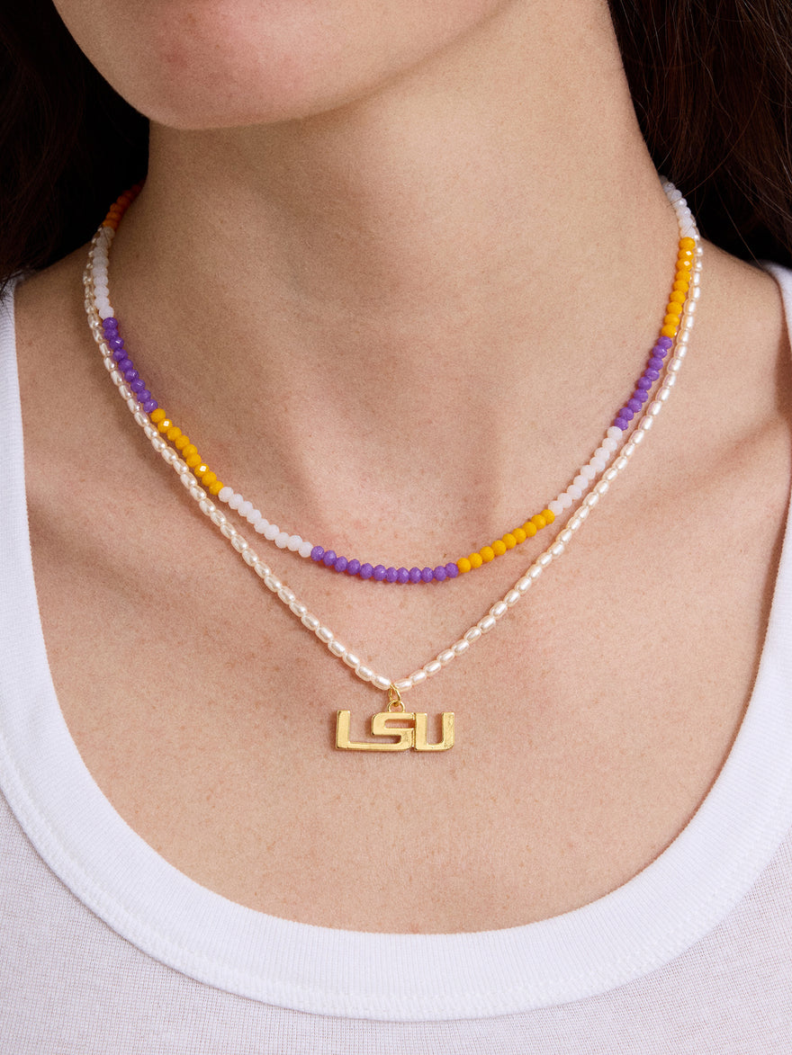 Louisiana State University Beaded Logo Necklace Set - Louisiana State University