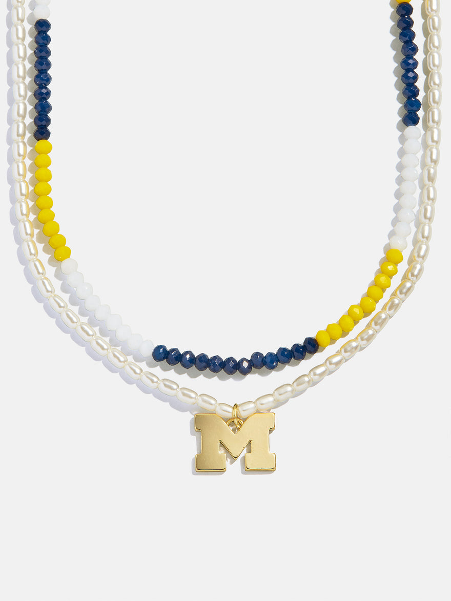 University of Michigan Beaded Logo Necklace Set - University of Michigan