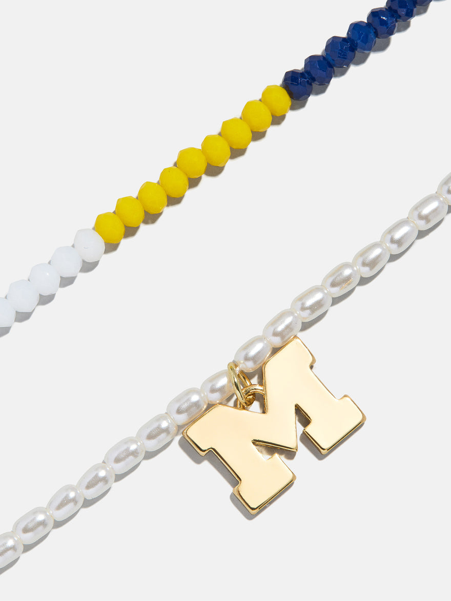 University of Michigan Beaded Logo Necklace Set - University of Michigan