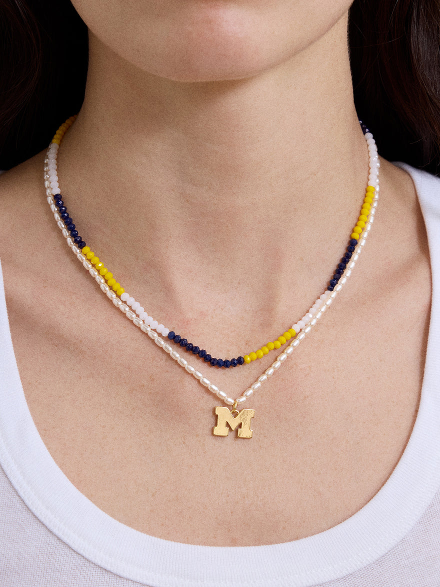 University of Michigan Beaded Logo Necklace Set - University of Michigan