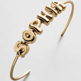 Bubble Letter Custom Cuff Bracelet - Gold