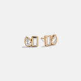 Reina 14K Gold Stud Earrings - Toi et Moi Bezel Set Earrings