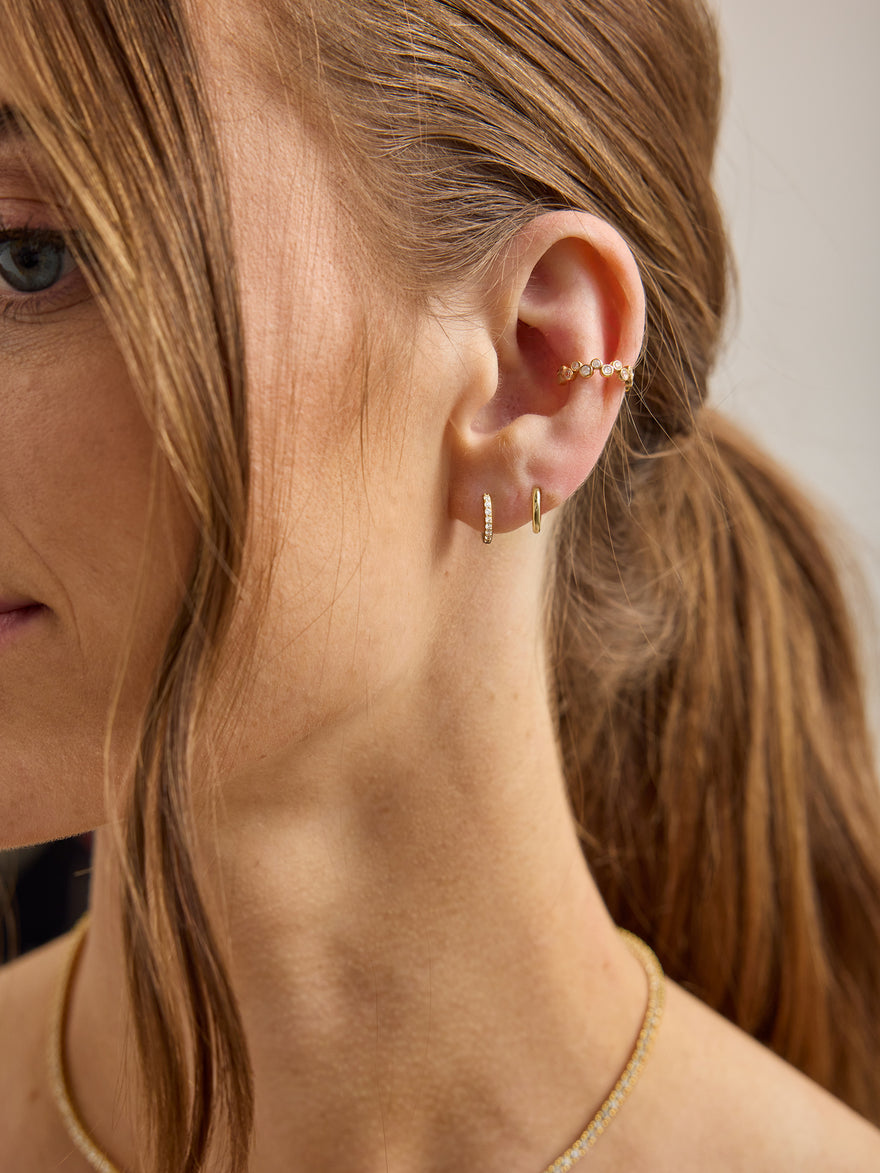 Wren 18K Gold Ear Cuff - Gold/Pavé