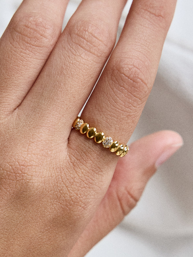 BaubleBar Alyssa 18K Gold Ring - Gold/Pavé - 
    Gold stacking ring
  

