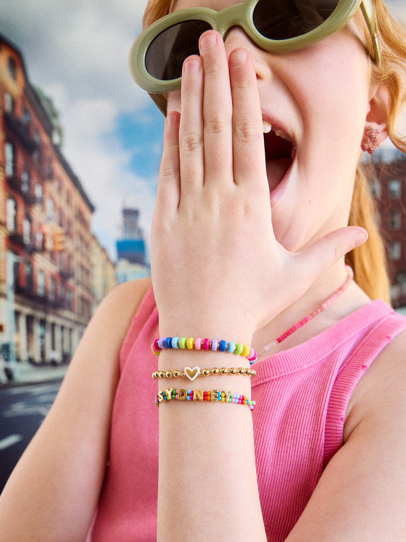 BaubleBar Rainbow Kids’ Custom Nameplate Bracelet  - Multi - 
    Pull-tie beaded bracelet
  
