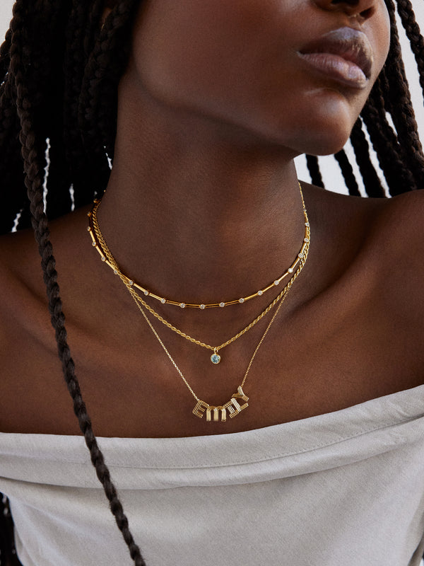 Retro Letter Custom Necklace - Gold