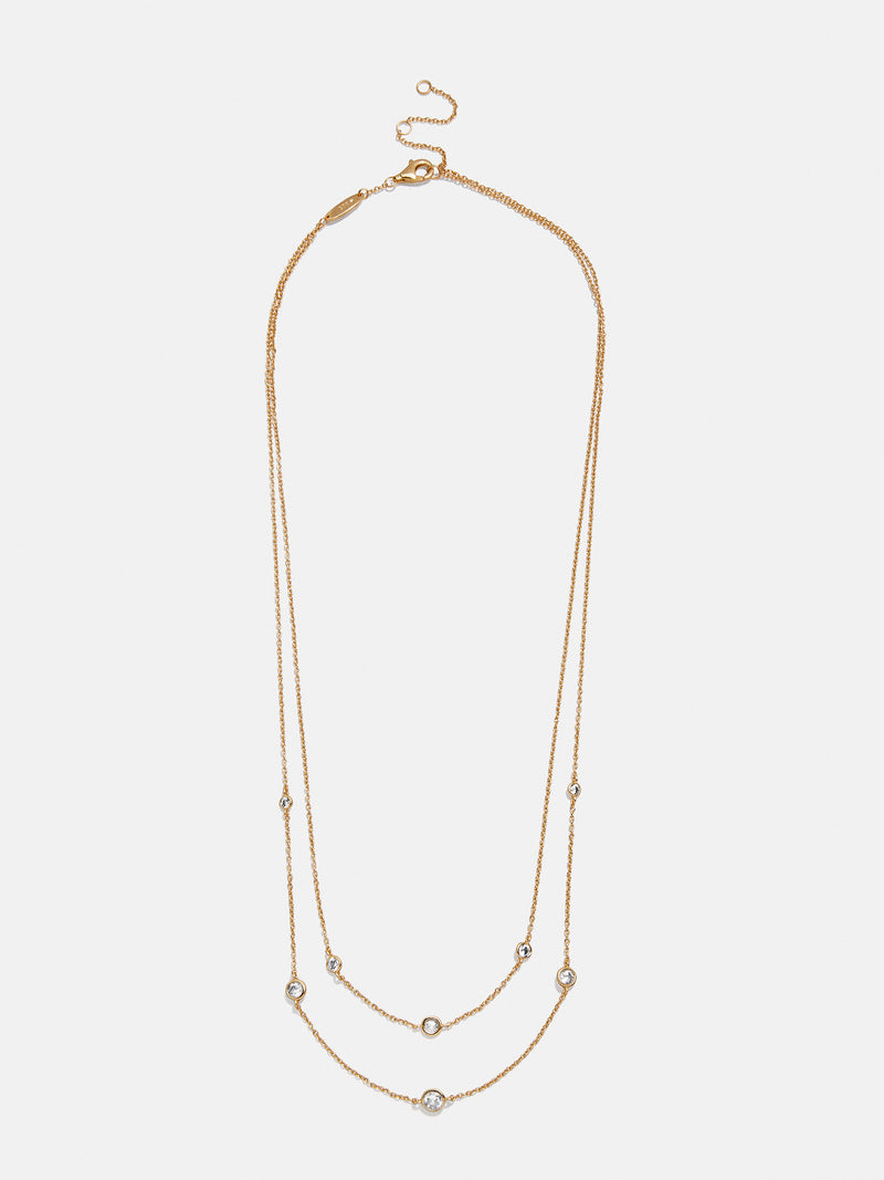 BaubleBar Cierra 18K Gold Layered Necklace - Gold/Pavé - 
    Crystal necklace 
  
