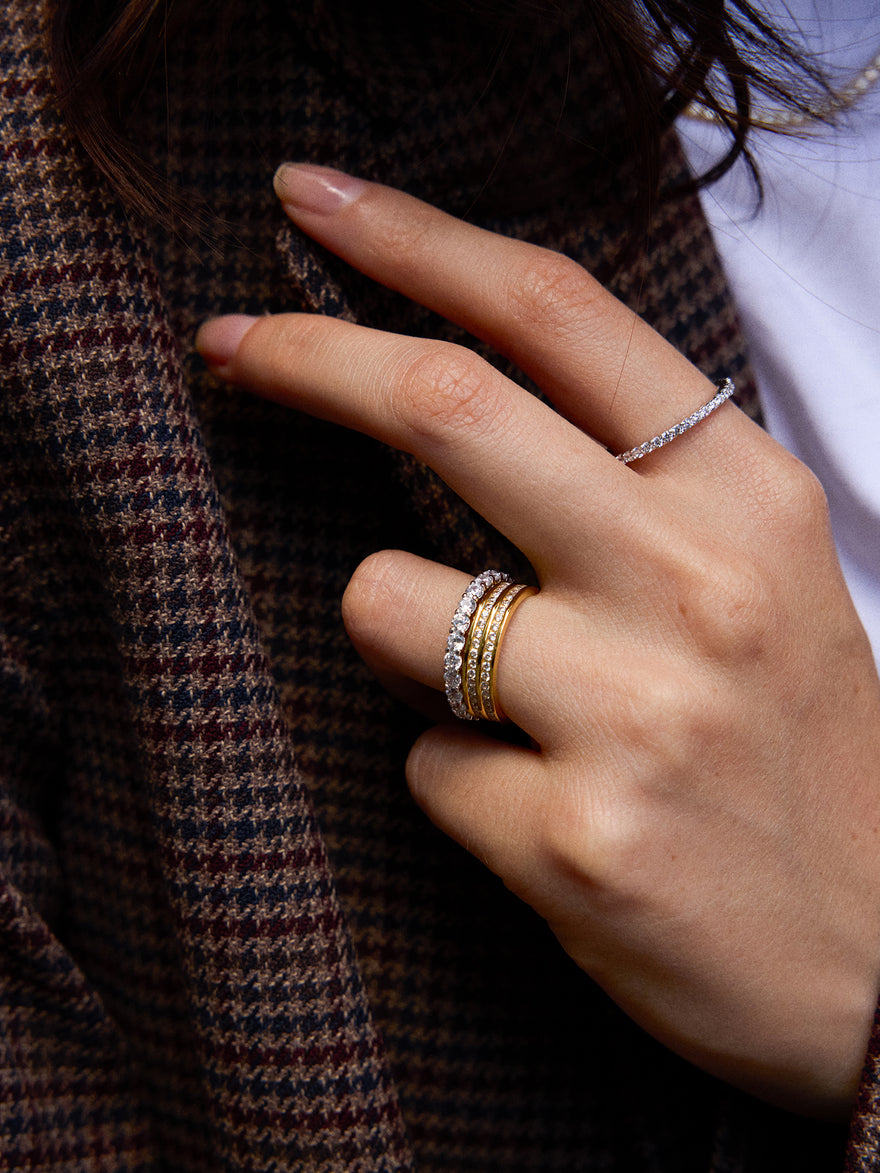 Carly 18K Gold Ring - Gold/Pavé