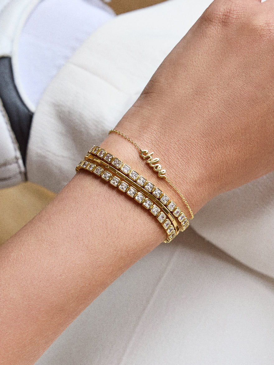 Kristin 18K Gold Tennis Bracelet - Bezel Set Square