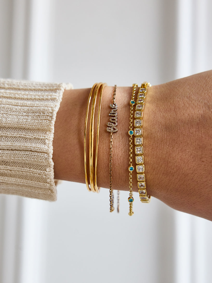 Kristin 18K Gold Tennis Bracelet - Bezel Set Square