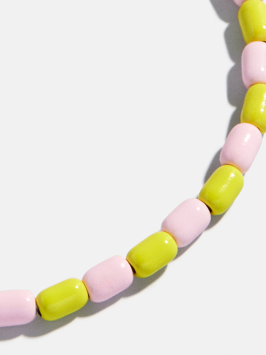Brighten Up Enamel Beaded Bracelet - Pink Lemonade