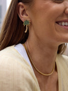 Palm Royale Statement Earrings - Gold/Green