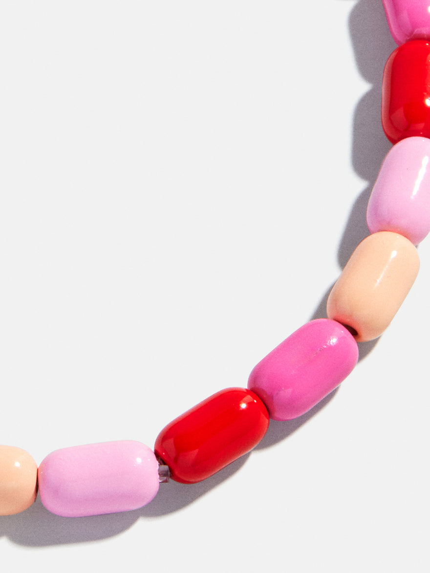 Brighten Up Enamel Beaded Bracelet - Strawberry Swirl
