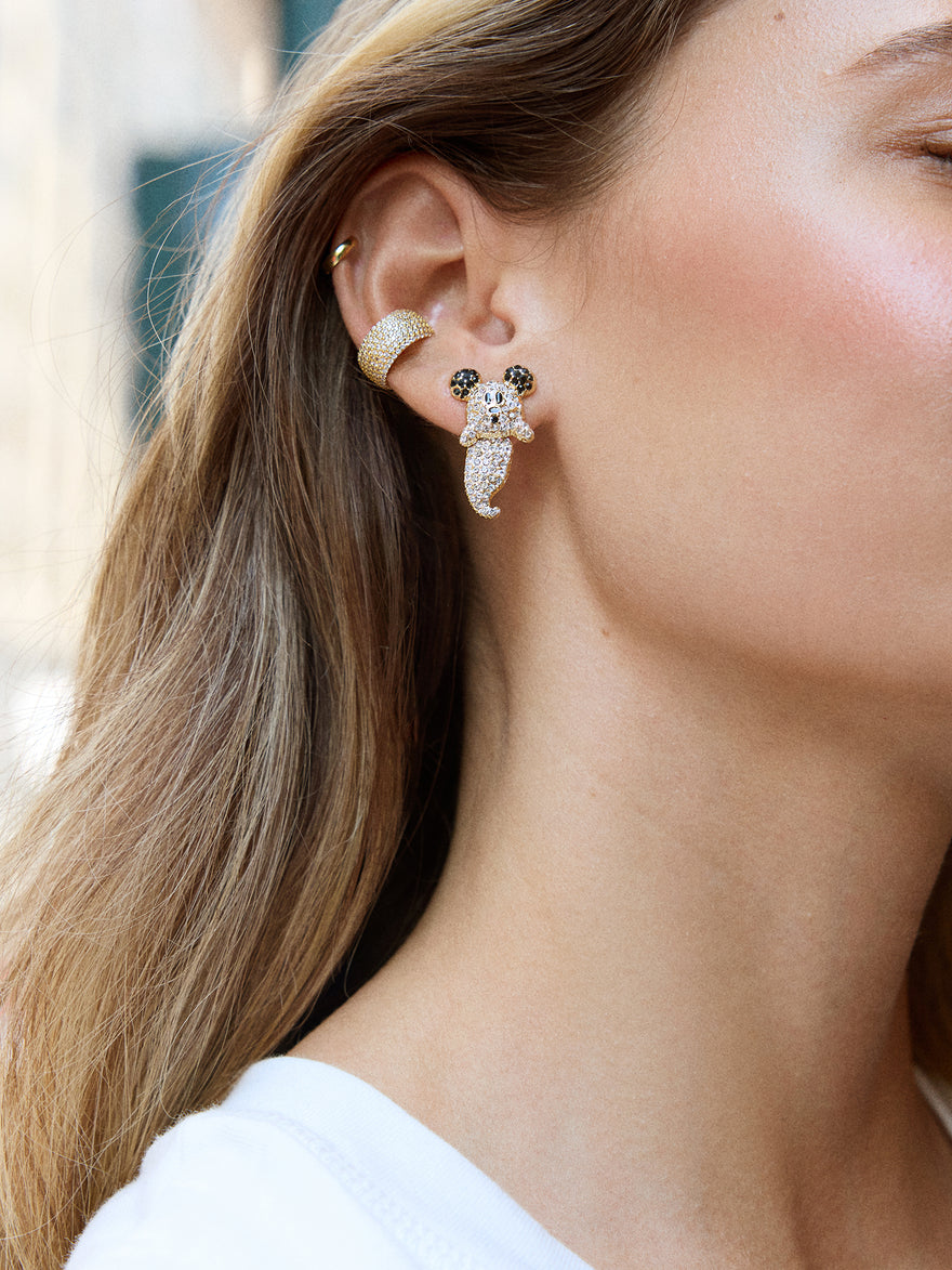 Disney Mickey Mouse Pavé Ghost Earrings - Gold/Pavé