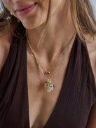 Disney Mickey Mouse Ghost Charm Necklace - Gold/Pavé