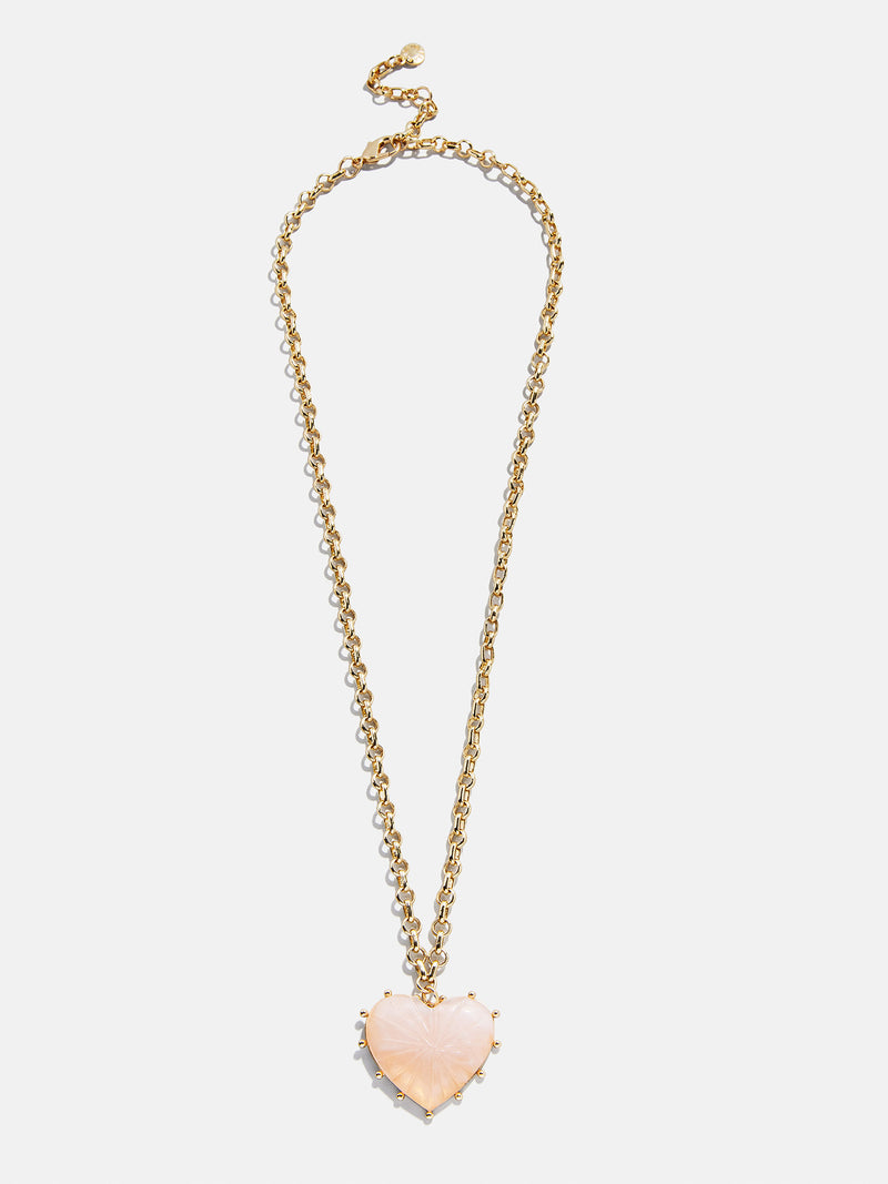 BaubleBar Juno Pink Resin Pendant - Pink - 
    Heart pendant on a gold chain 
  

