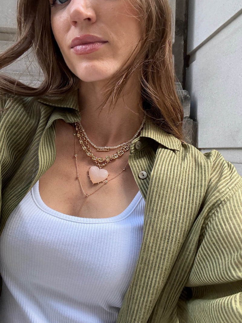 BaubleBar Juno Pink Resin Pendant - Pink - 
    Heart pendant on a gold chain 
  

