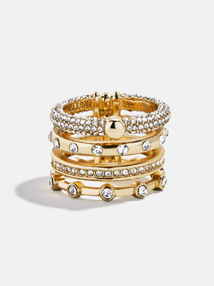 Rosaire Stacked Ring - Gold/Pavé