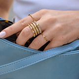 Rosaire Stacked Ring - Gold/Pavé