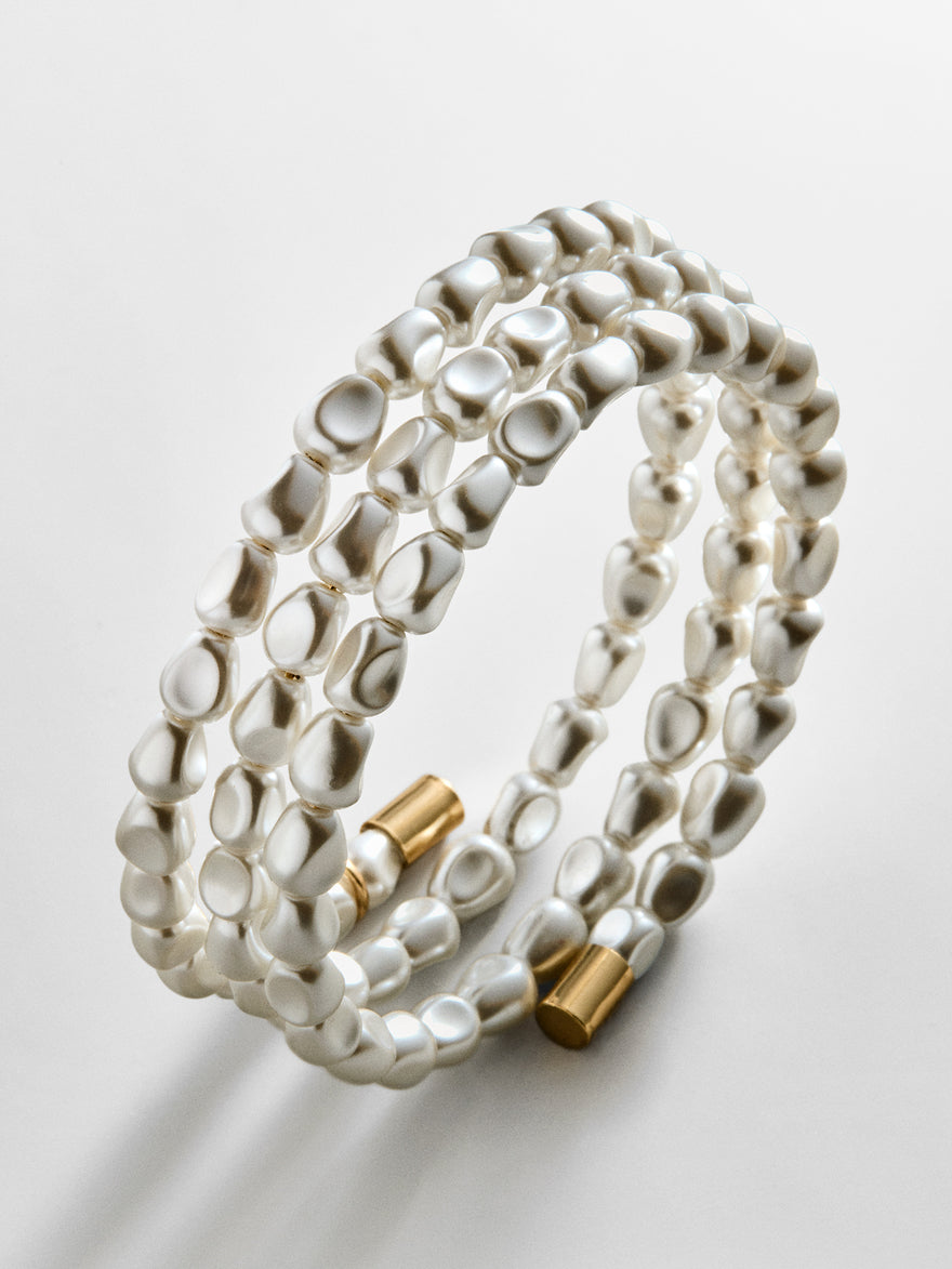 Ondine Pearl Cuff Bracelet - White