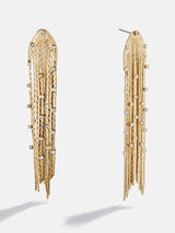 BaubleBar Elektra Fringe Earrings - Gold - 
    Gold statement earrings 
  
