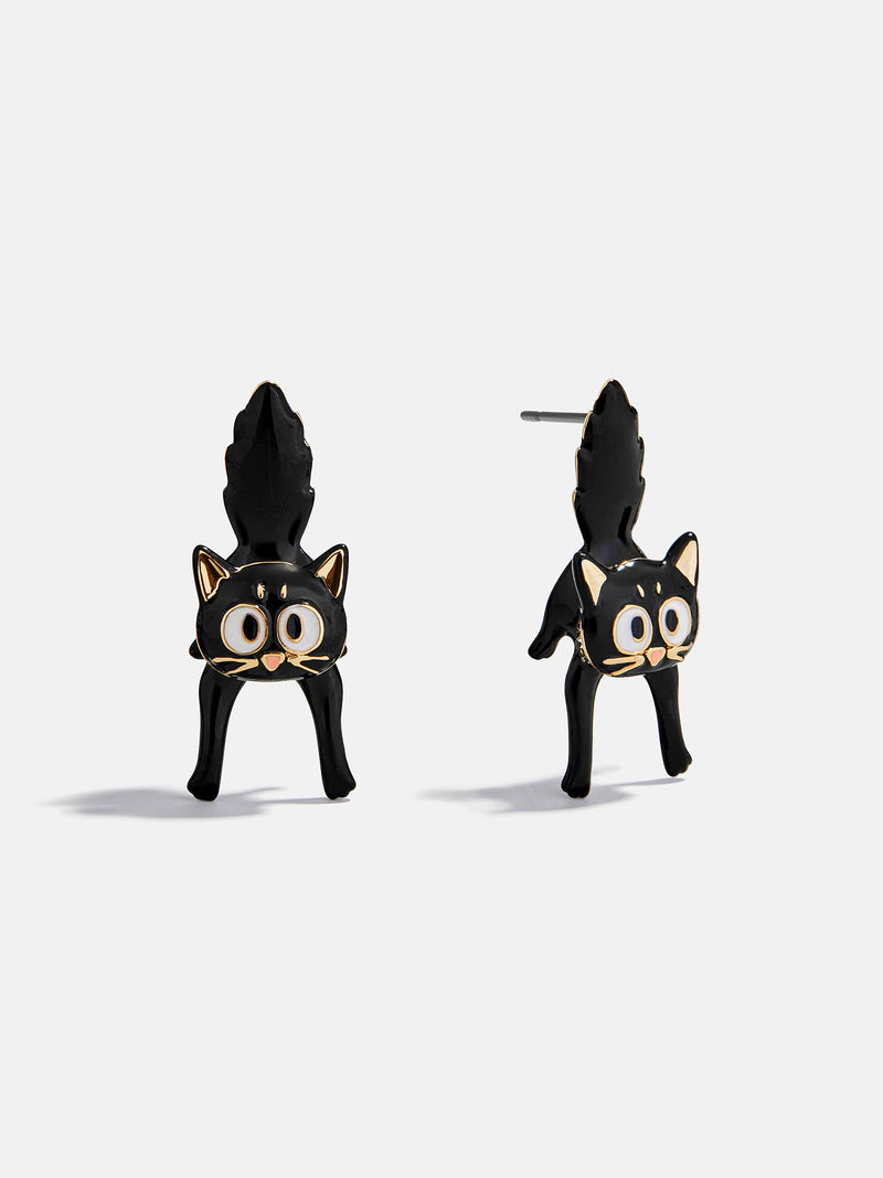 Scaredy Cat Earrings - Black Cat