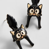 Scaredy Cat Earrings - Black Cat