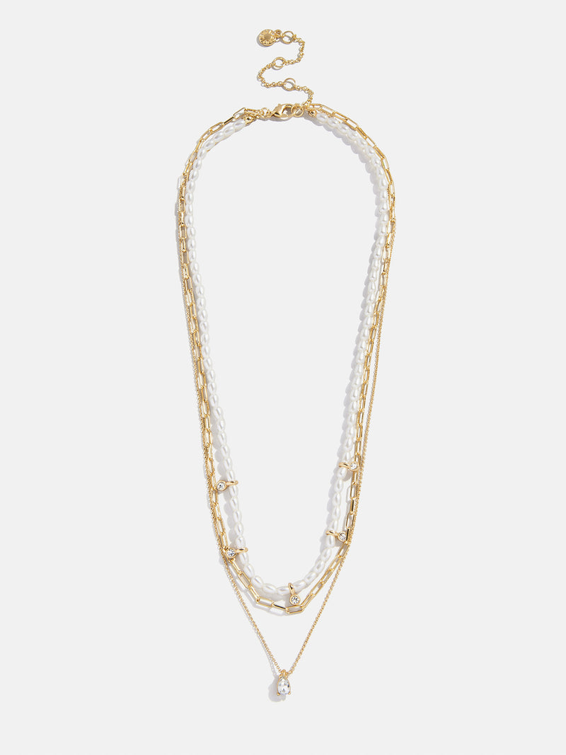 BaubleBar Sylvia Layered Necklace - Gold/White - 
    3-in-1 necklace for easy styling 
  
