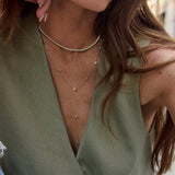 Yasmine Gold Lariat Necklace - Gold/Pavé