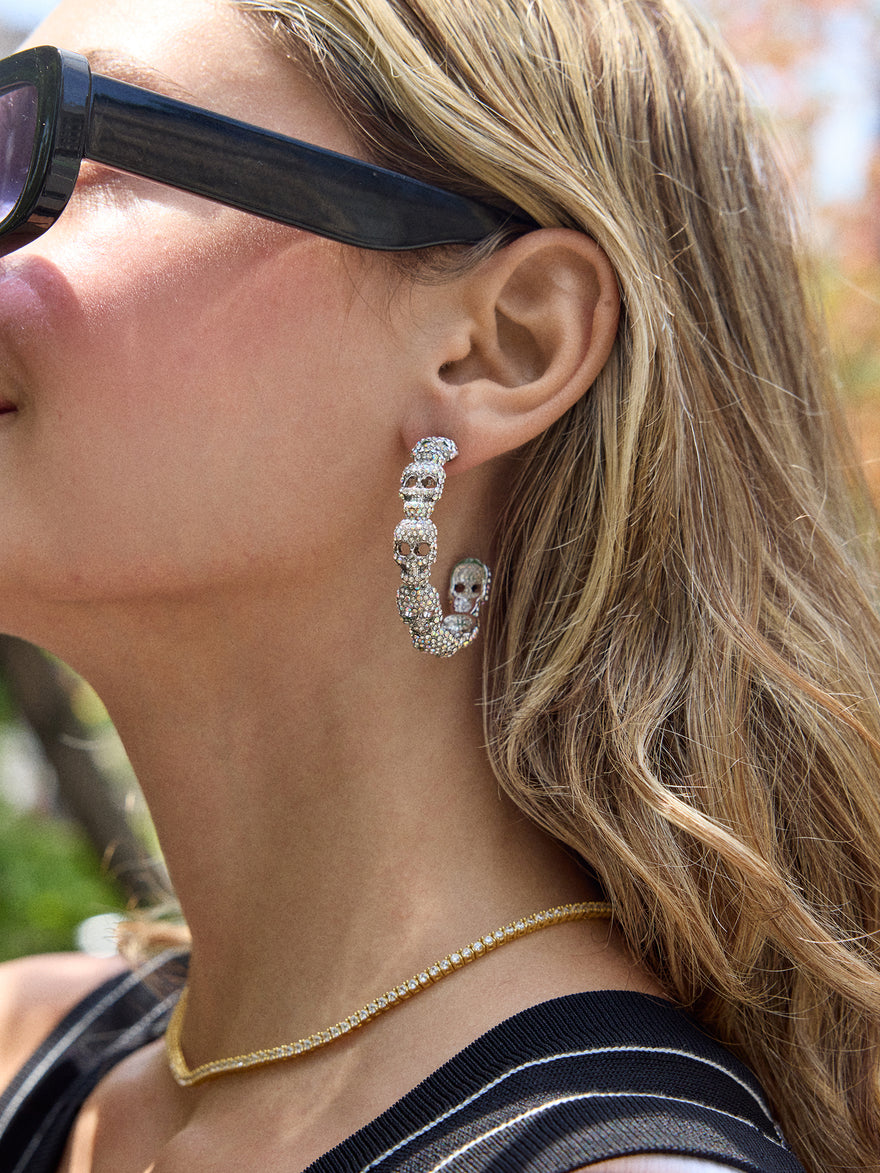 To Die For Hoop Earrings - Silver/Pavé