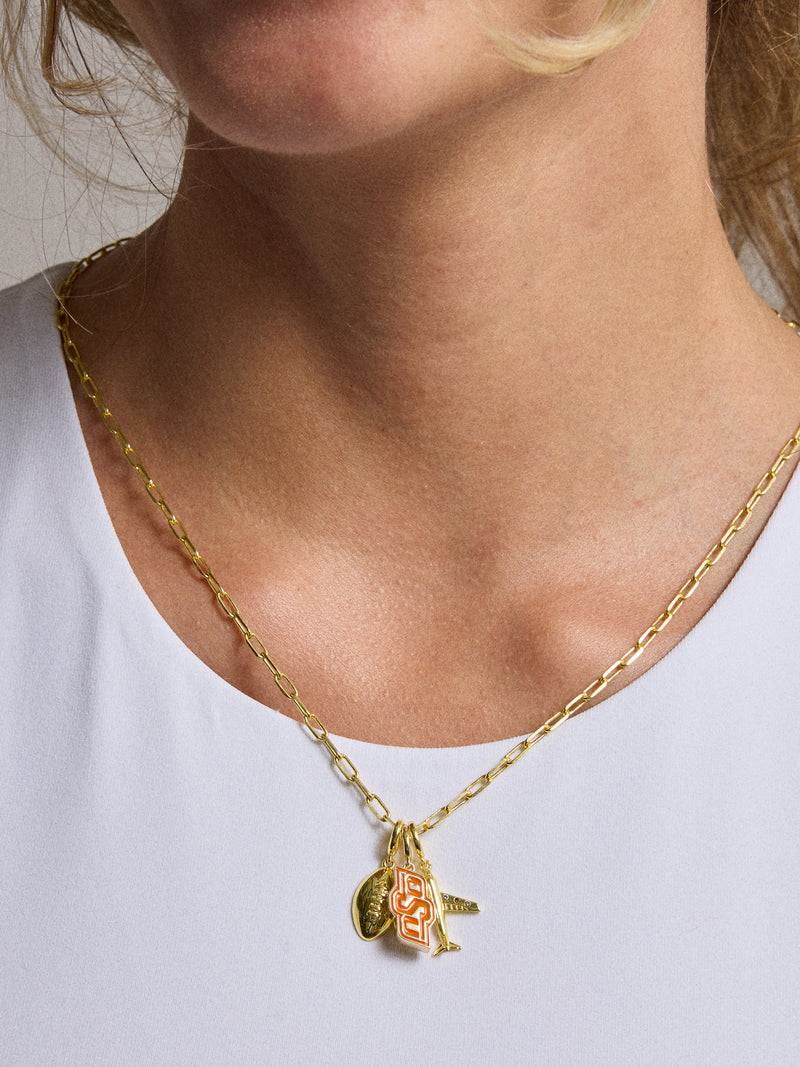 BaubleBar Oklahoma State University Cluster Charm - Oklahoma State University - 
    Gold charm for bracelets and necklaces
  
