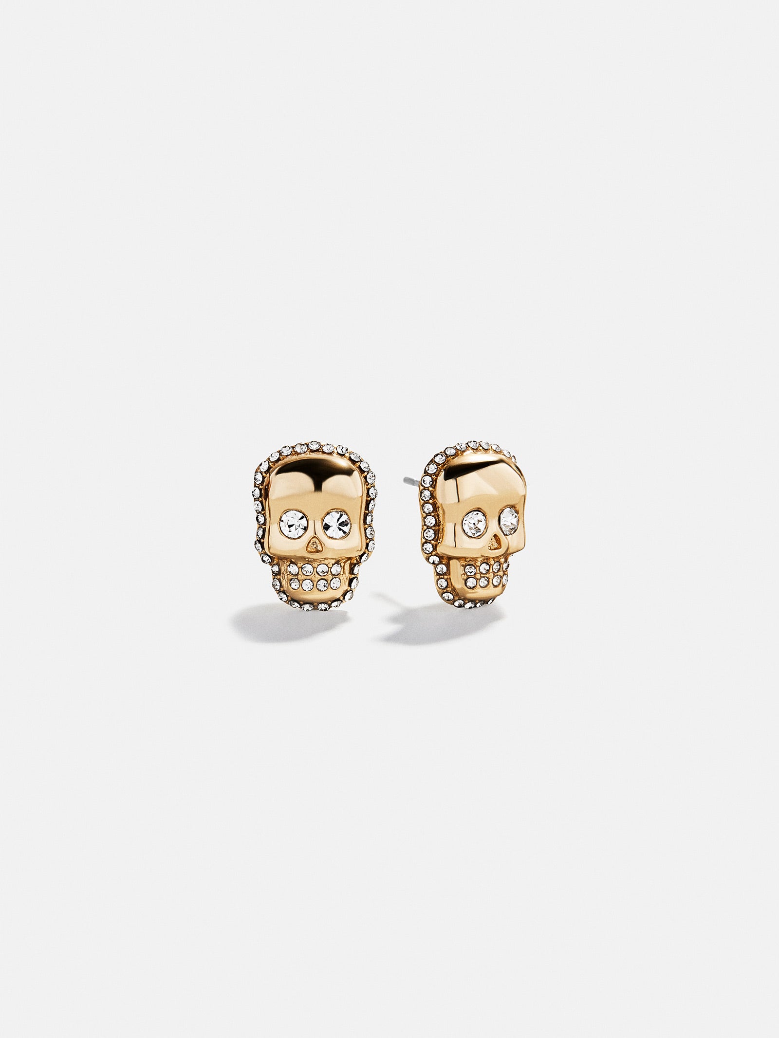 Gold and Pavé Skull Stud Earrings  - Skull