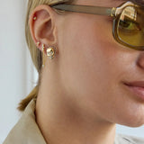 Gold and Pavé Skull Stud Earrings  - Skull