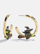 Evil Witch Hoop Earrings - Gold/Green