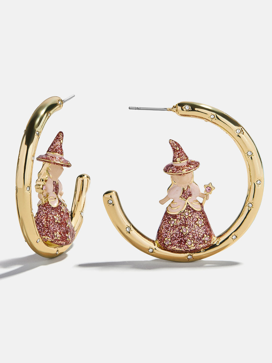 Good Witch Hoop Earrings - Gold/Pink