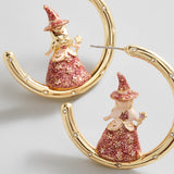 Good Witch Hoop Earrings - Gold/Pink