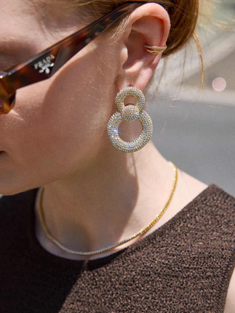 BaubleBar Dakota Door Knocker Earrings - Gold/Pavé - 
    Pavé statement earrings 
  
