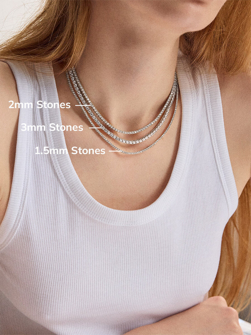 BaubleBar Billie Sterling Silver Tennis Necklace - Sterling Silver - 
    Cubic zirconia tennis necklace 
  
