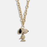 Peanuts Snoopy Pendant Necklace - Gold/Pavé
