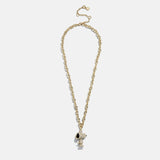 Peanuts Snoopy Pendant Necklace - Gold/Pavé