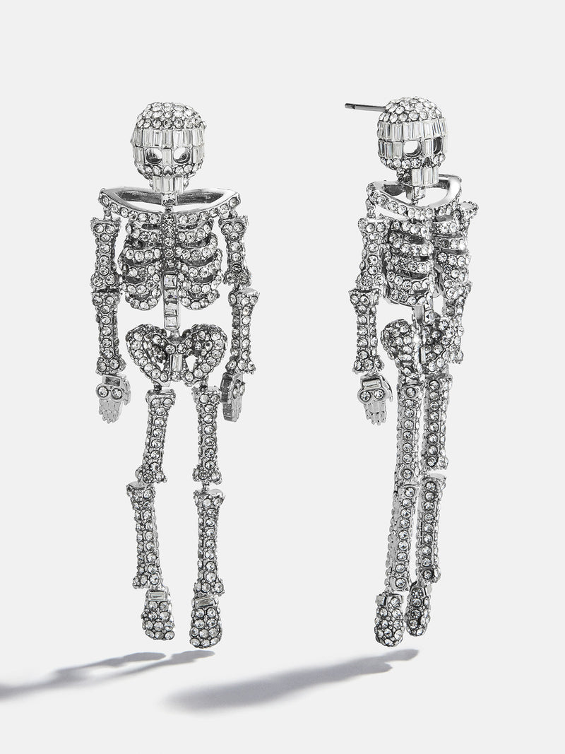 BaubleBar Drop Dead Hottie Earrings - Silver - 
    Statement skeleton Halloween earrings 
  
