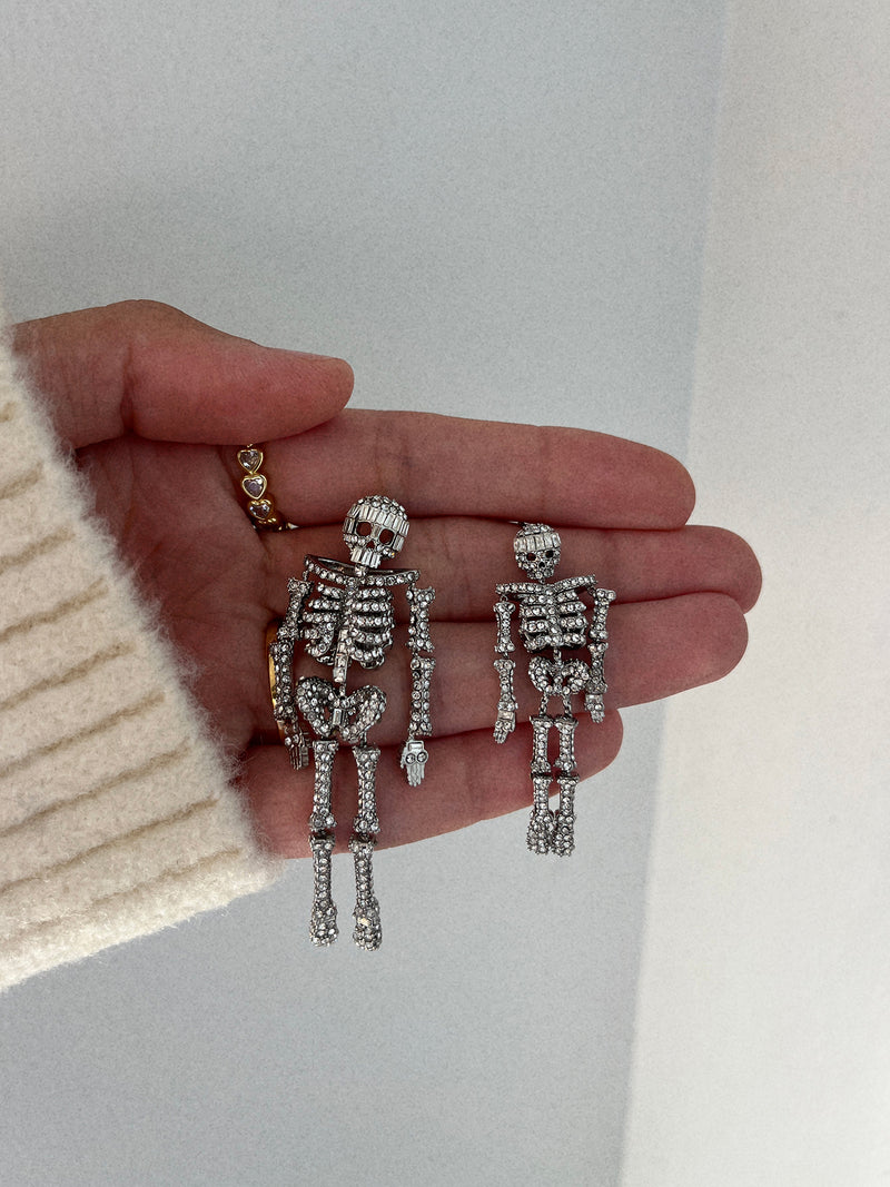 BaubleBar Drop Dead Hottie Earrings - Silver - 
    Statement skeleton Halloween earrings 
  
