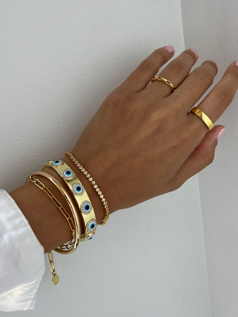 BaubleBar Eyes On Eyes Cuff Bracelet - Gold/Blue - 
    Evil eye bracelet
  
