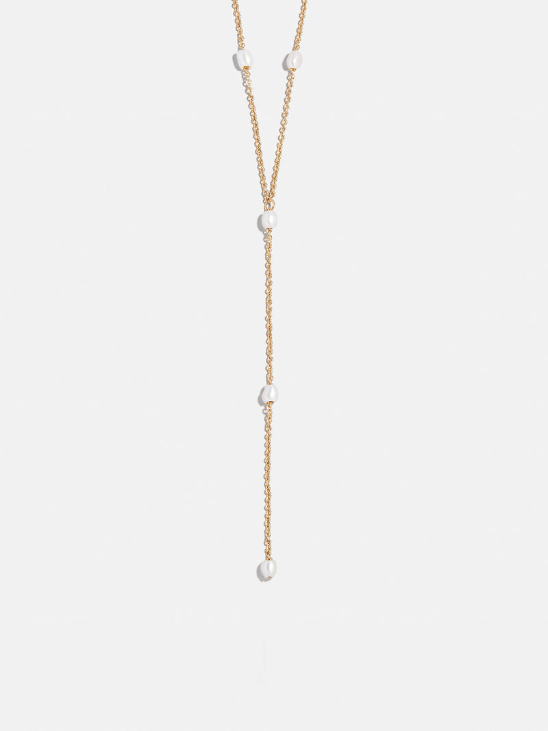 Juliet Pearl Lariat Necklace - Gold/Pearl