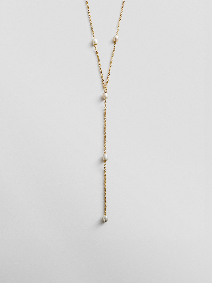 Juliet Pearl Lariat Necklace - Gold/Pearl