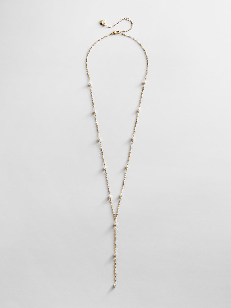 Juliet Pearl Lariat Necklace - Gold/Pearl