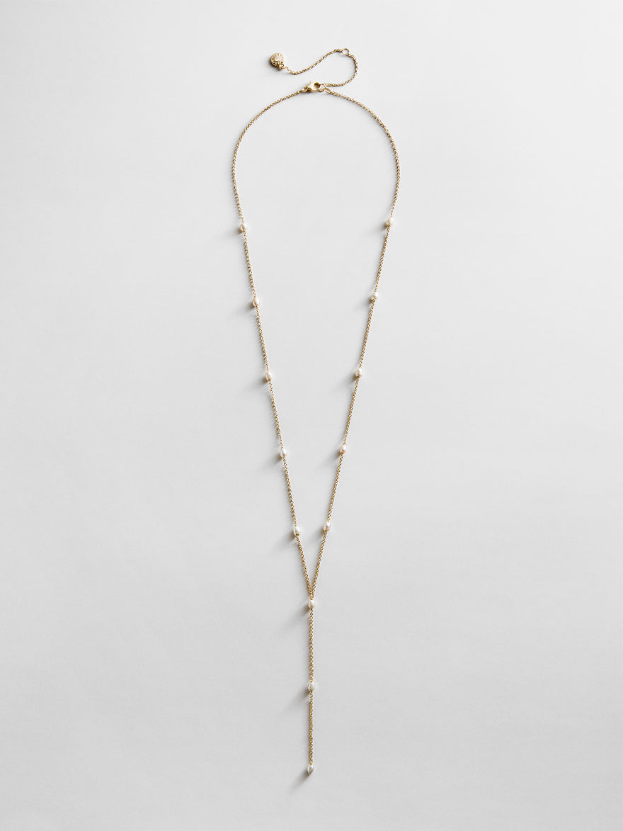 Juliet Pearl Lariat Necklace - Gold/Pearl